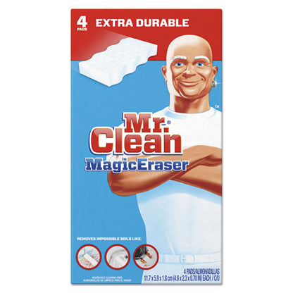 Magic Eraser Extra Durable, 4.6 X 2.4, 0.7" Thick, White, 4/box, 8 Boxes/carton