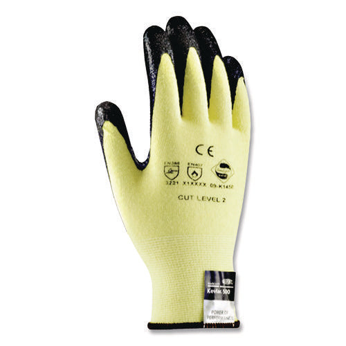 Kev Seamless Knit Kevlar Gloves, En388: 3x21b, Large, Yellow/black, 12 Pairs