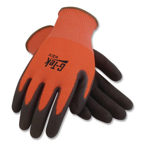 Kev Hi-vis Seamless Knit Kevlar Gloves, En388: 4x31, Medium, Red/black, Pair