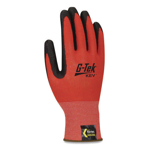 Kev Hi-vis Seamless Knit Kevlar Gloves, En388: 4x31, Xx-large, Red/black, Pair
