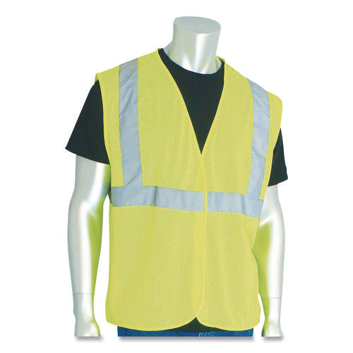 Ansi Class 2 Hook And Loop Safety Vest, 2x-large, Hi-viz Lime Yellow
