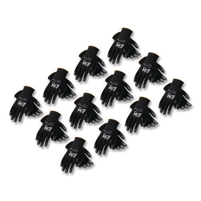 Gp Polyurethane-coated Nylon Gloves, En388: 1111, 10" Long, Large, Black, 12 Pairs
