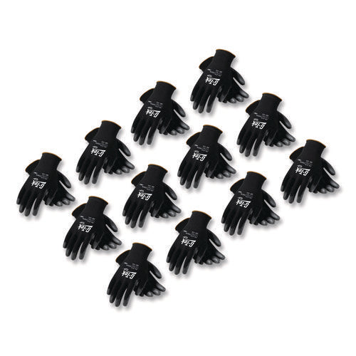 Gp Polyurethane-coated Nylon Gloves, En388: 1111, 10" Long, Large, Black, 12 Pairs