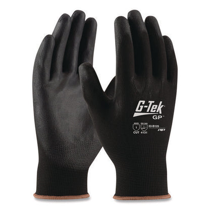 Gp Polyurethane-coated Nylon Gloves, En388: 1111, 10" Long, Large, Black, 12 Pairs