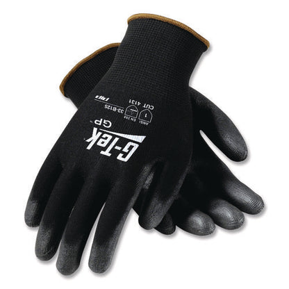 Gp Polyurethane-coated Nylon Gloves, En388: 1111, 10" Long, Large, Black, 12 Pairs