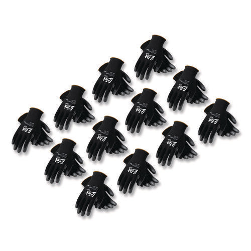 Gp Polyurethane-coated Nylon Gloves, En388: 1111, 10" Long, Medium, Black, 12 Pairs