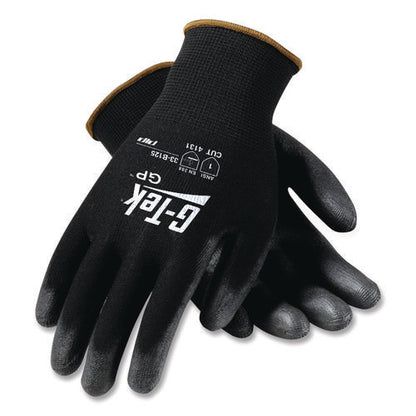 Gp Polyurethane-coated Nylon Gloves, En388: 1111, 10" Long, Medium, Black, 12 Pairs