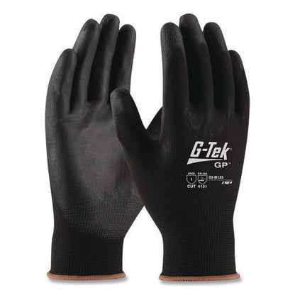 Gp Polyurethane-coated Nylon Gloves, En388: 1111, 10" Long, Medium, Black, 12 Pairs