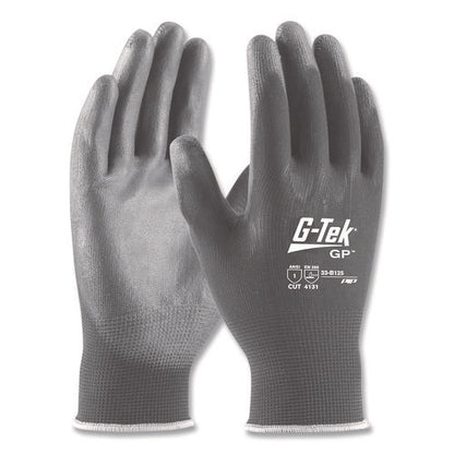 Gp Polyurethane-coated Nylon Gloves, En388: 1111, 10" Long, Large, Gray, 12 Pairs