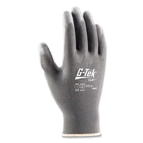 Gp Polyurethane-coated Nylon Gloves, En388: 1111, 10" Long, Small, Gray, 12 Pairs
