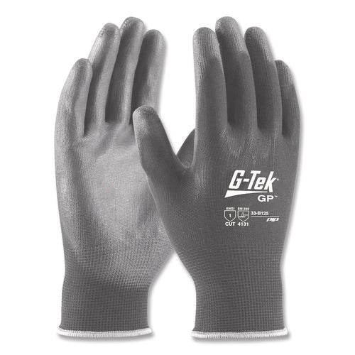 Gp Polyurethane-coated Nylon Gloves, En388: 1111, 10" Long, Small, Gray, 12 Pairs