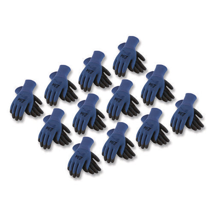 Gp Nitrile-coated Nylon Gloves, En388: 4121, 10" Long, Medium, Blue/black, 12 Pairs