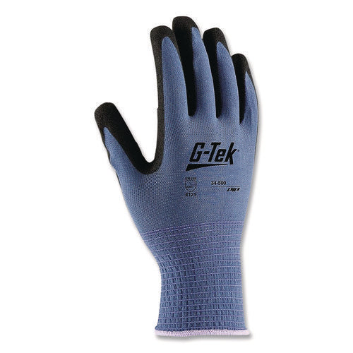 Gp Nitrile-coated Nylon Gloves, En388: 4121, 10" Long, Small, Blue/black, 12 Pairs