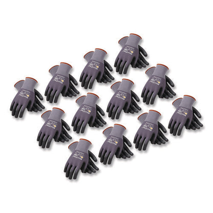 Ultimate Seamless Knit Nylon Gloves, Nitrile Microfoam Grip: Palm/fingers, En388: 4131, Large, Gray, 12 Pairs