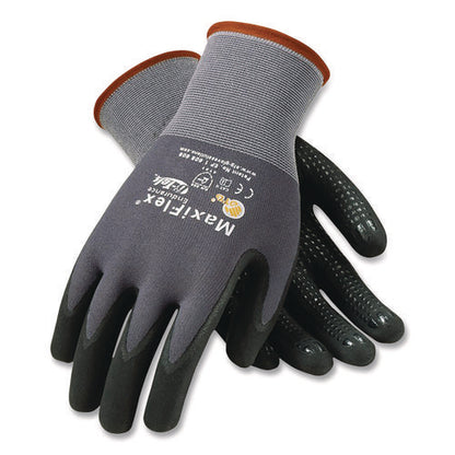 Ultimate Seamless Knit Nylon Gloves, Nitrile Microfoam Grip: Palm/fingers, En388: 4131, Large, Gray, 12 Pairs