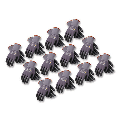 Ultimate Seamless Knit Nylon Gloves, Nitrile Microfoam Grip: Palm/fingers, En388: 4131, Medium, Gray, 12 Pairs