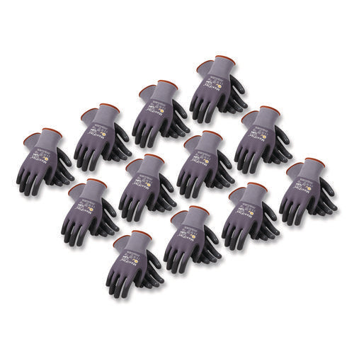 Ultimate Seamless Knit Nylon Gloves, Nitrile Microfoam Grip: Palm/fingers, En388: 4131, Small, Gray, 12 Pairs