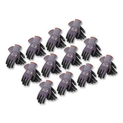Ultimate Seamless Knit Nylon Gloves, Nitrile Microfoam Grip: Palm/fingers, En388: 4131, X-large, Gray, 12 Pairs