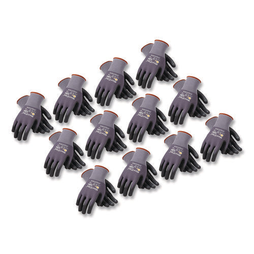 Ultimate Seamless Knit Nylon Gloves, Nitrile Microfoam Grip: Palm/fingers, En388: 4131, X-large, Gray, 12 Pairs