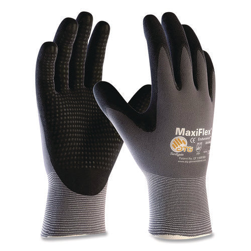 Ultimate Seamless Knit Nylon Gloves, Nitrile Microfoam Grip: Palm/fingers, En388: 4131, X-large, Gray, 12 Pairs