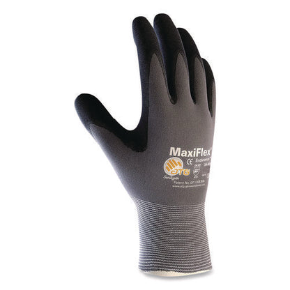 Ultimate Seamless Knit Nylon Gloves, Nitrile Microfoam Grip: Palm/fingers/knuckles, En388: 4131, Large, Gray, 12 Pairs