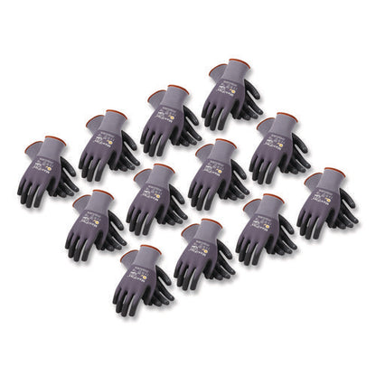 Ultimate Seamless Knit Nylon Gloves, Nitrile Microfoam Grip: Palm/fingers/knuckles, En388: 4131, X-large, Gray, 12 Pairs