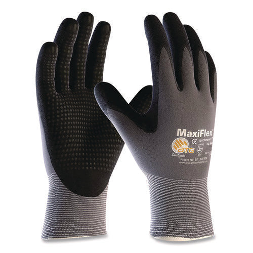 Ultimate Seamless Knit Nylon Gloves, Nitrile Microfoam Grip: Palm/fingers/knuckles, En388: 4131, X-large, Gray, 12 Pairs
