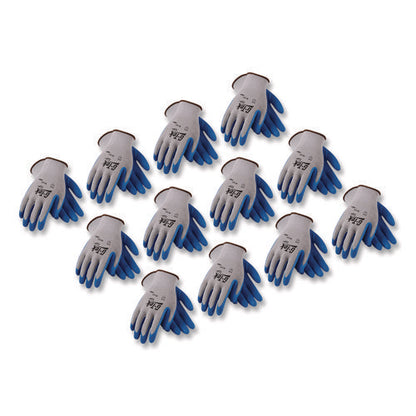 Gp Latex-coated Cotton/polyester Gloves, En388: 1111, 10" Long, Medium, Gray/blue, 12 Pairs