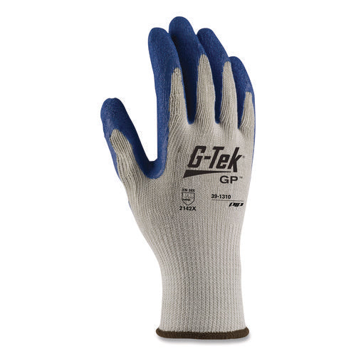 Gp Latex-coated Cotton/polyester Gloves, En388: 1111, 10" Long, X-large, Gray/blue, 12 Pairs