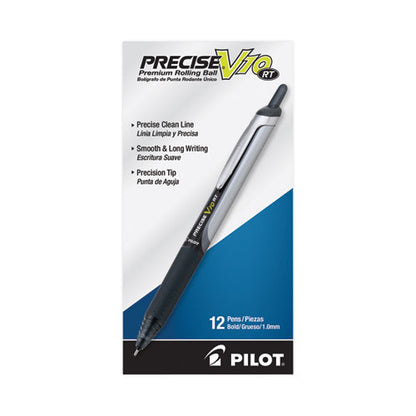 Precise V10rt Rollerball Pen, Retractable, Bold 1 Mm, Black Ink, Black Barrel, Dozen