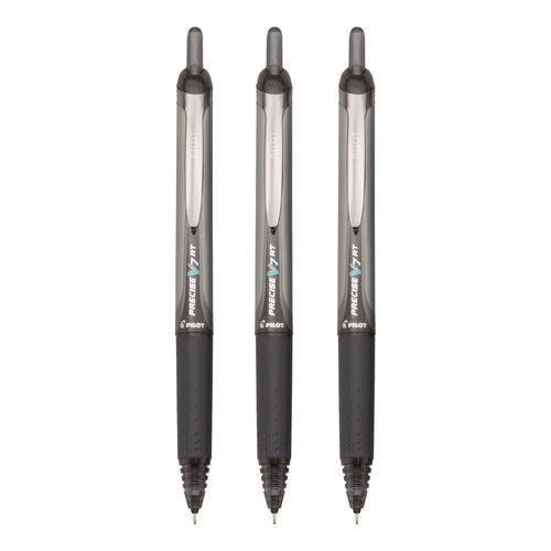 Precise V7rt Rollerball Pen, Retractable, Fine 0.7 Mm, Black Ink, Black Barrel, 3/pack