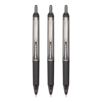 Precise V7rt Rollerball Pen, Retractable, Fine 0.7 Mm, Black Ink, Black Barrel, 3/pack