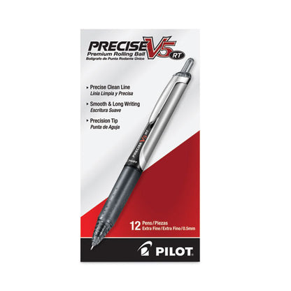 Precise V5rt Rollerball Pen, Retractable, Extra-fine 0.5 Mm, Black Ink, Black Barrel