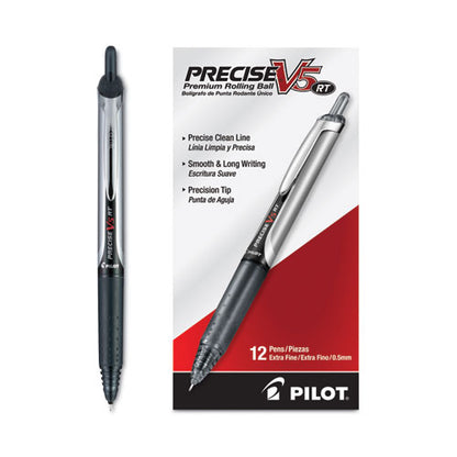Precise V5rt Rollerball Pen, Retractable, Extra-fine 0.5 Mm, Black Ink, Black Barrel
