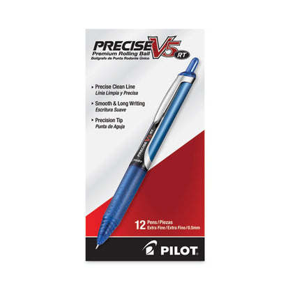Precise V5rt Rollerball Pen, Retractable, Extra-fine 0.5 Mm, Blue Ink, Blue Barrel