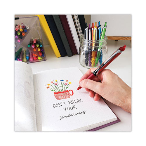 Precise V5rt Rollerball Pen, Retractable, Extra-fine 0.5 Mm, Red Ink, Red Barrel
