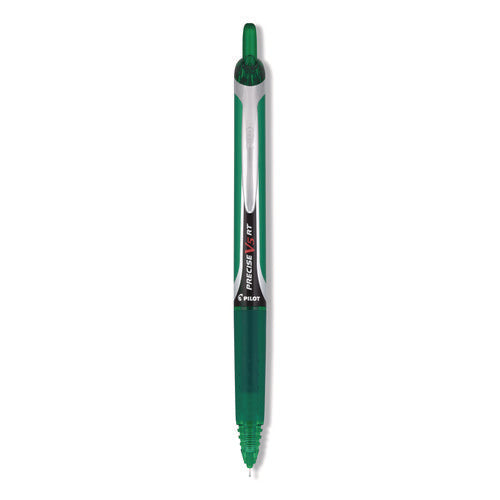 Precise V5rt Rollerball Pen, Retractable, Extra-fine 0.5 Mm, Green Ink, Green/silver Barrel