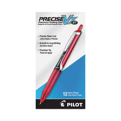 Precise V7rt Rollerball Pen, Retractable, Fine 0.7 Mm, Red Ink, Red Barrel