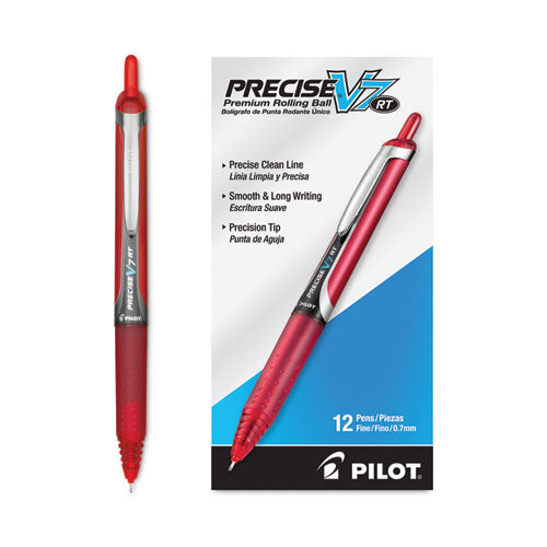 Precise V7rt Rollerball Pen, Retractable, Fine 0.7 Mm, Red Ink, Red Barrel
