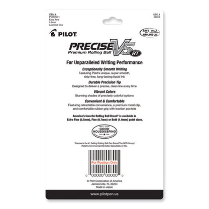 Precise V5rt Rollerball Pen, Retractable, Extra-fine 0.5 Mm, Assorted Ink And Barrel Colors, 7/pack