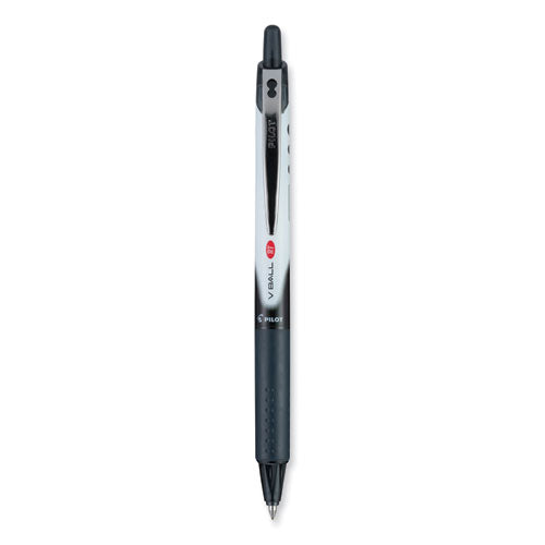 Vball Rt Liquid Ink Rollerball Pen, Retractable, Extra-fine 0.5 Mm, Black Ink, Black/white Barrel