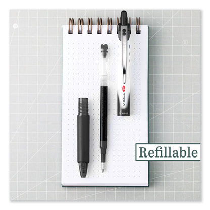 Vball Rt Liquid Ink Rollerball Pen, Retractable, Extra-fine 0.5 Mm, Black Ink, Black/white Barrel