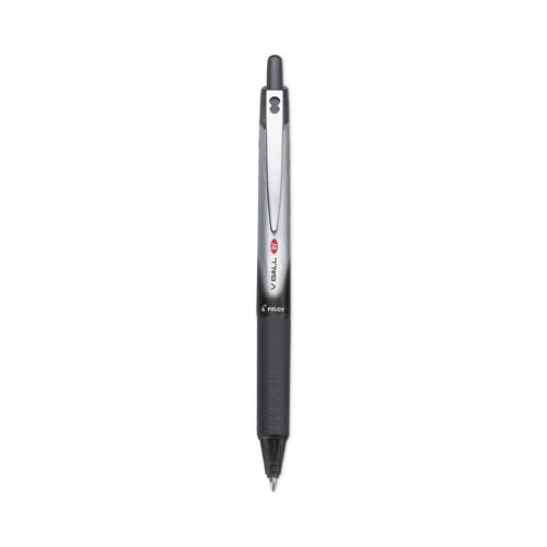 Vball Rt Liquid Ink Rollerball Pen, Retractable, Fine 0.7 Mm, Black Ink, Black/white Barrel