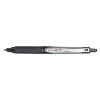 Vball Rt Liquid Ink Rollerball Pen, Retractable, Fine 0.7 Mm, Black Ink, Black/white Barrel