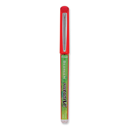Precise V5 Begreen Rollerball Pen, Stick, Extra-fine 0.5 Mm, Red Ink, Red Barrel, Dozen