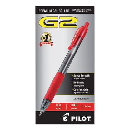 G2 Premium Gel Pen, Retractable, Bold 1 Mm, Red Ink, Smoke/red Barrel, Dozen