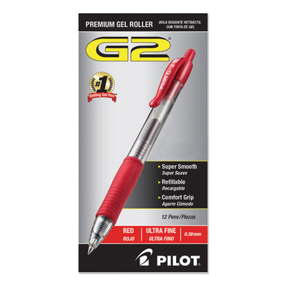 G2 Premium Gel Pen, Retractable, Extra-fine 0.38 Mm, Red Ink, Smoke/red Barrel