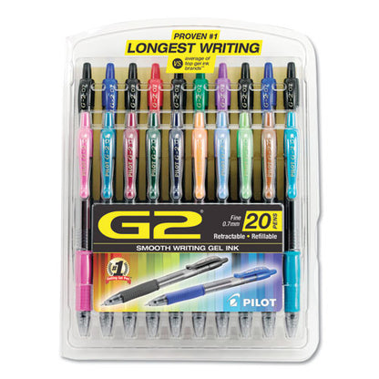 G2 Premium Gel Pen Convenience Pack, Retractable, Fine 0.7 Mm, Assorted Ink And Barrel Colors, 20/pack