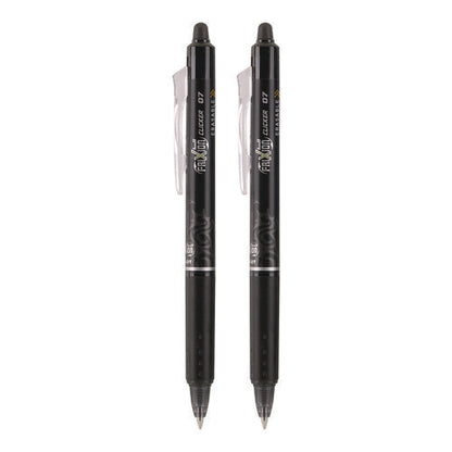 Frixion Ball Clicker Erasable Gel Pen, Retractable, Fine 0.7 Mm, Black Ink, Black Barrel, 2/pack