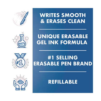 Frixion Ball Clicker Erasable Gel Pen, Retractable, Fine 0.7 Mm, Black Ink, Black Barrel, 2/pack